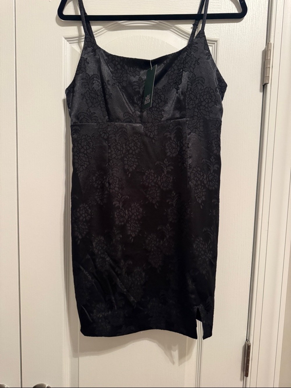 NWT Wild Fable Black Satin Jacquard Slip Dress